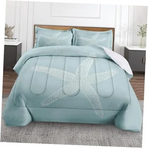 Sea Comforter Set Size Bedding Set Cute Sea Creatures King Blue Starfish - Picture 1 of 7