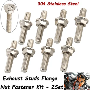 16PCS (2 Kits) Exhaust Manifold Header Stud Nuts Kit For Dyna Harley Motorcycle - Imagen 1 de 11