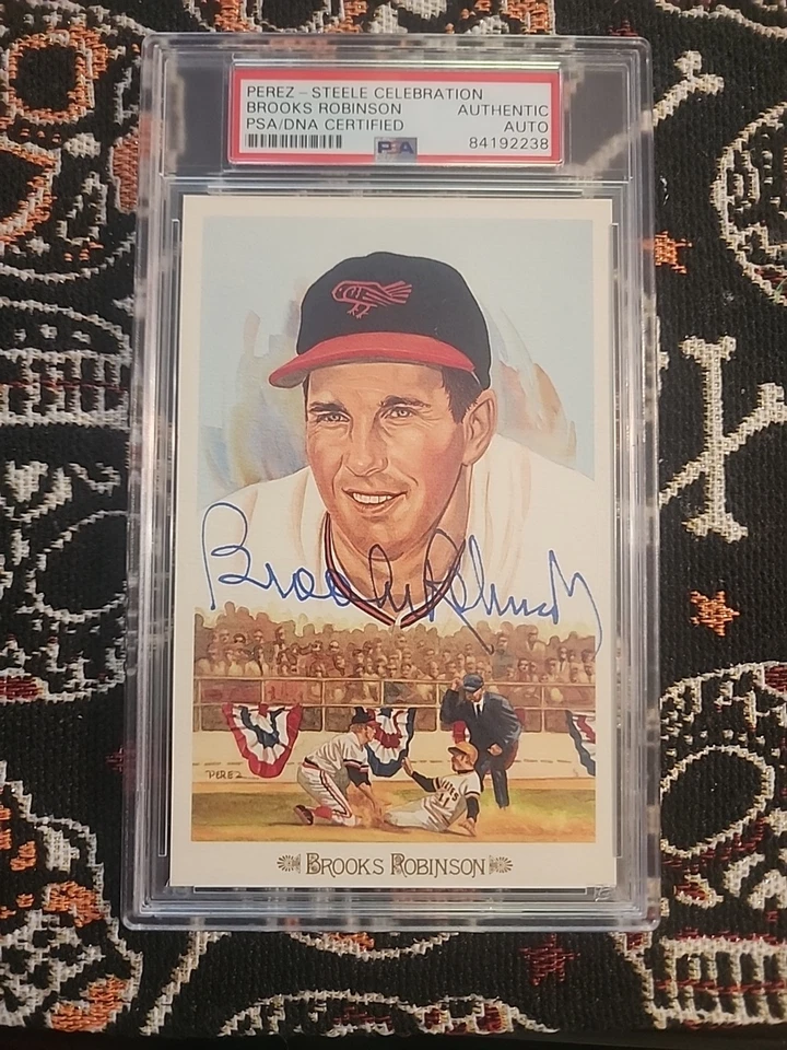 Postal de celebración de Pérez-Steele 1989 #35 Brooks Robinson PSA 10 ADN automático auténtico Foto 1 de 2