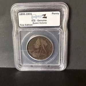 1901 Großbritannien Queen Victoria Penny IGC 1. Auflage zertifizierte Münze - Bild 1 von 6