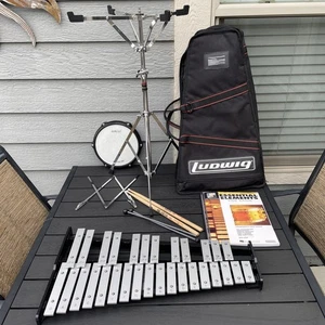 Xilófono de colección Ludwig Glockenspiel 30 barras con estuche, almohadilla de batería, soporte, libro, palos - Imagen 1 de 22