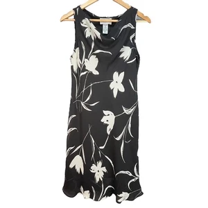 SL Fashions Women's Black White Floral Cowl Neck Sleeveless Midi Dress Size 12 - Picture 1 of 5
