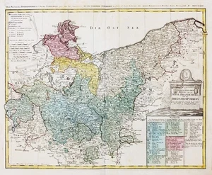 Mecklenburg-Western Pomerania Pomerania Polska Poland Map Güssefeld Homann 1780 - Picture 1 of 1