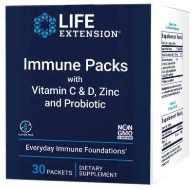 Paquetes inmunes Life Extension con vitamina C y D zinc y probióticos 30 paquetes Foto 1 de 4