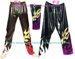 Unisex Shiny Metallic Wrestling Trousers Pants Unisex Flame Tights/Pants F1115 - Picture 1 of 16