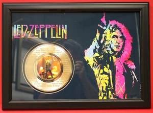 Led Zeppelin 2 Poster Arte Legno Cornice 45 Oro Record Espositore C3 - Foto 1 di 4