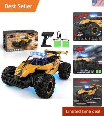 Carro de controle remoto Monster 1:12 - Caminhão de controle remoto off-road com faróis de LED para meninos - Imagem 1 de 4