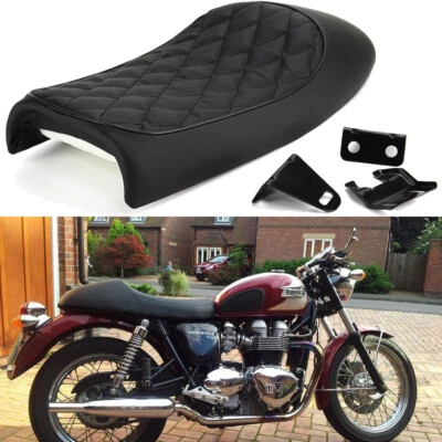 Motorcycle Cafe Racer Seat Flat & Hump Saddle Fit For Honda CB Suzuki GS Yamaha - Image 1 of 4
