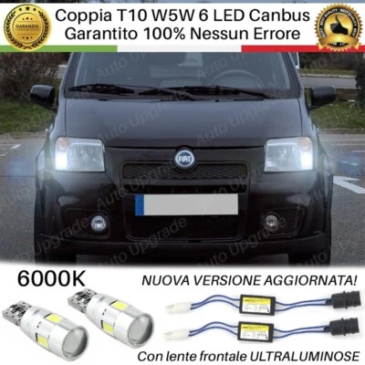 COPPIA LUCI POSIZIONE 6 LED CON LENTE FRONTALE PER FIAT PANDA 169 + SPEGNI SPIA - Immagine 1 di 3
