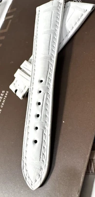 21mm x 16mm Original Patek Philippe beautiful white gloss leather watch strap - Image 1 of 3