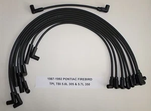 PONTIAC FIREBIRD 5.0L/305 5.7L/350 1987-1992 TPI TBI  BLACK USA Spark Plug Wires - Picture 1 of 1