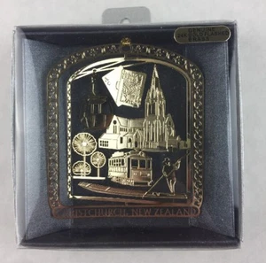 Paua Mania Christchurch New Zealand 24 K Flashed Brass Metal Ornament Souvenir - Picture 1 of 6