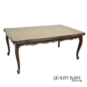 Vintage French Country Oak Parquetry Inlay Refectory Extension Leaf Dining Table - Picture 1 of 12