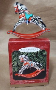 Vintage Hallmark Zebra Fantasy Rocking Horse Keepsake Ornament 1999 Handcrafted - Picture 1 of 7