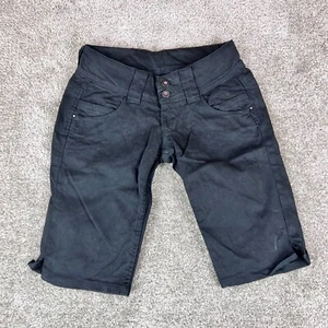 Pepe Jeans Venus Crop 3/4 Shorts Sz 26 (W24x L11) Womens Black Denim Capri READ - Picture 1 of 12