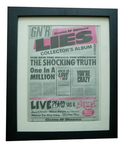 GUNS N ROSES+Lies+AXL+SLASH+POSTER+AD+RARE ORIGINAL 1988+FRAMED+FAST GLOBAL SHIP - Imagen 1 de 6