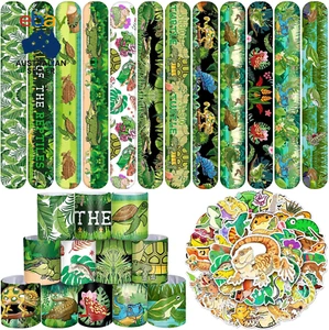 86PCS Reptile Party Favors - 50PCS Stickers, 36PCS Slap Bracelets, Alligator, Li - Picture 1 of 12