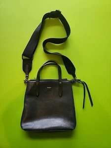Pre-Owned BOTKIER HIGHLINE Black Genuine Leather Crossbody Bag w Wide Strap - Picture 1 of 18