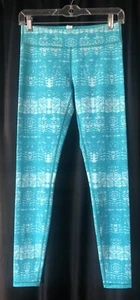 Ivivva Leggings Girls 14 Teal Blue Tie Dye Full Length Stretch Athletic Pants - Picture 1 of 8