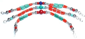Amber Turquois Coral Lapis Gemstone Handmade Nepali Bracelet 8.5 Inch - Picture 1 of 5