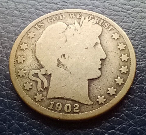 1902 O Barber Half Dollar - Old US 90% Silver 50 cent Coin - Free Shipping Cover