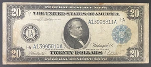 1914 $20 Federal Reserve Note Boston, Blue Seal FR# 966, F/VF Note - Picture 1 of 4