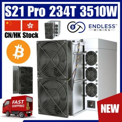 Bitmain Antminer S21 Pro 234Th/s 3510W BTC - Input 220~277V | EndlessMining ™ - Image 1 of 4