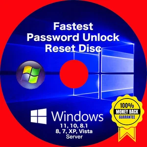Windows Instant Password Reset Disc for Win 11, 10, 8.1, 8, 7, XP, Vista, Server - Picture 1 of 2