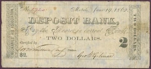 1862 Deposit Bank Mechanics Aid Association Alabama AL $ 2 Nr. 1720 (L0526) - Bild 1 von 2
