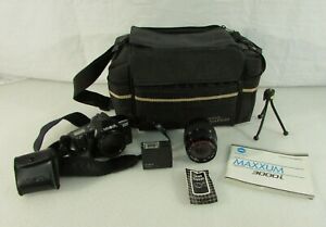 Minolta Maxxum 3000i 35mm SLR Camera w/28-70mm Lens D314i Flash, Stand & Manual