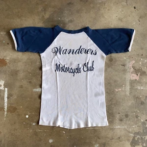 1960s VINTAGE 60s WANDERERS MOTORCYCLE CLUB BIKER T-SHIRT SZ S HARLEY DAVIDSON - Picture 1 of 13