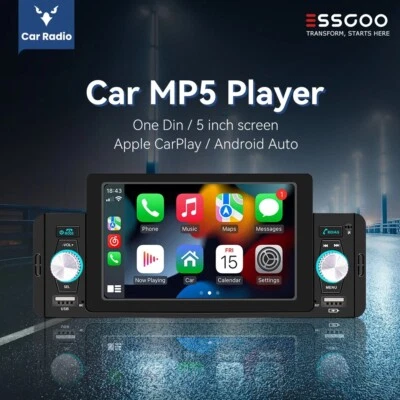 ESSGOO 5 Pollici Autoradio 1 Din Carplay/Android Auto Multimedia - Immagine 1 di 4
