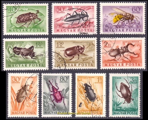 EBS Hungary 1954 - Insects - Beetles - Michel 1354-1363 - Used - cv $13 Cover