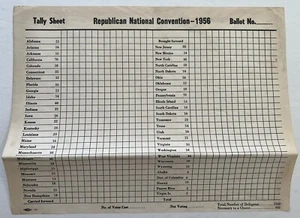 REPUBLICAN NATIONAL CONVENTION 1956 RARE ORIGINAL UNUSED CONVENTION TALLY SHEET - Picture 1 of 2