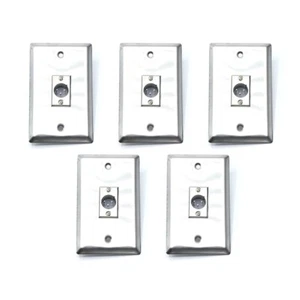 5pk Stainless Steel Single Port XLR Female Wall Plate - Picture 1 of 2