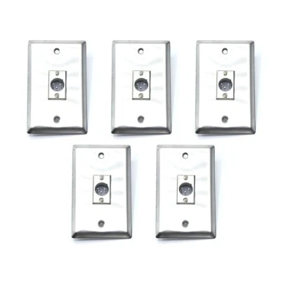 5pk Stainless Steel Single Port XLR Female Wall Plate - Image 1 of 2