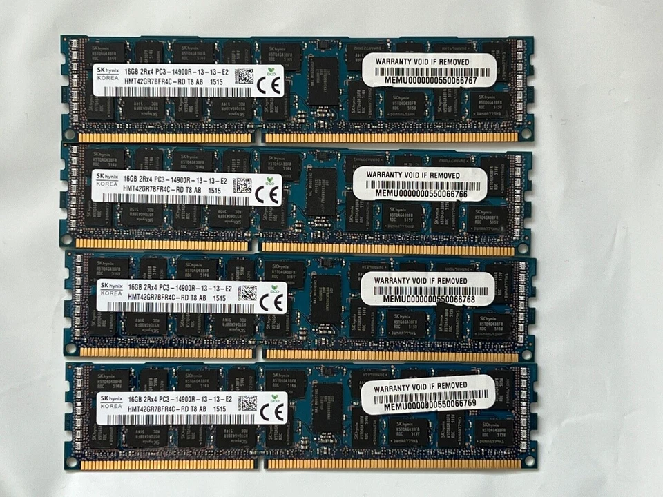 SK Hynix 64GB (4 x 16GB) HMT42GR7BFR4C PC3-14900R DDR3 ECC Server RAM - Image 1 of 1