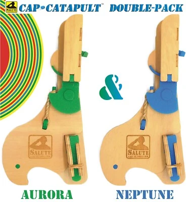 Cap-Catapult Double Pack - 2 DIY Kits - Natural Wood with Aurora & Neptune PLA - Image 1 of 4