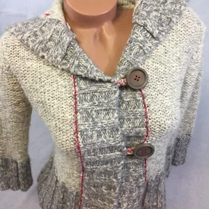 Free People Strickjacke Kapuze BiG Knopfleiste Pullover Damen Small weiche Wolle - Bild 1 von 12