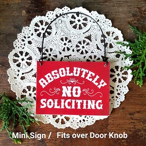 No Soliciting Red Wood Sign - Mini Sign - put near doorbell - Works!!  - Picture 1 of 3