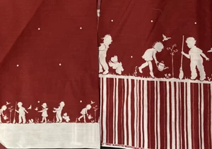 Daisy Kingdom Fabric Sweet Silhouettes Red Negative Border Garden Scotty Dog 3Y - Picture 1 of 7