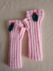 Kinder - Pulswärmer Armstulpen handgestrickt rosa mit Knopf Gr. S NEU - Bild 1 von 5