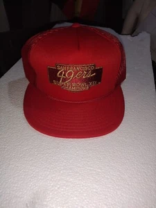 San Francisco 49ers Super Bowl XIX Champions Druckknopflasche Hut rotgold Vintage neu - Bild 1 von 6