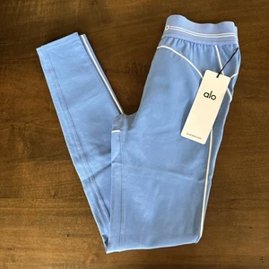 Alo Yoga Leggings Airbrush High Waist Heart Throb SMALL Crystal Blue/White NEW - Picture 1 of 5