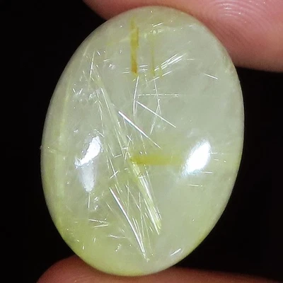 23.85 Cts Natural Rutile Quartz Oval Cabochon Loose Gemstone 16x23x7 mm HJ290 - Image 1 of 4