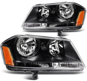 Pair For Dodge Avenger SXT SE 2008-2014 Black Housing Headlights Assembly - Picture 1 of 10