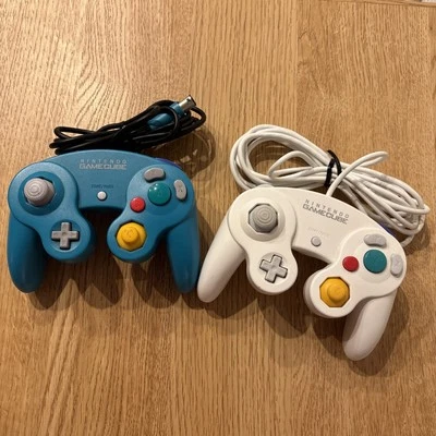 Nintendo GameCube Controller White Emerald Blue GC DOL-003 GC Wii Lot SET Japan - Image 1 of 4