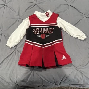 Abito maglione Indiana NCAA collo alto bambina 2t Adidas Cheer 2 pezzi rosso - Foto 1 di 6