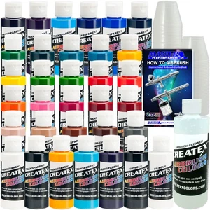 Createx 30 Transparent COLORS SET 2oz Airbrush Paint OPAQUE TRANSPARENT Paint - Picture 1 of 1