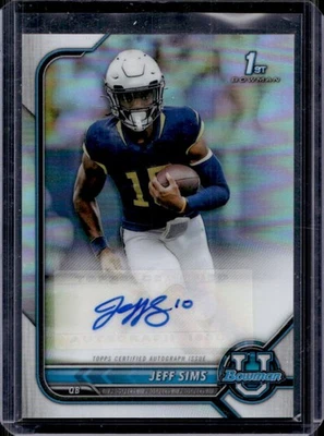 2021 Bowman University Jeff SIms Chrome Auto 1st #BCPA-JS - Image 1 of 2